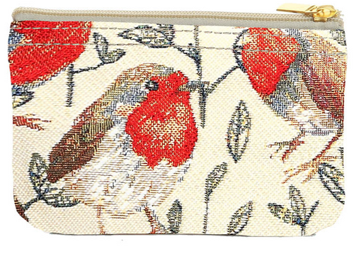 Tapestry Zip Coin Purse Robin Birds FREE UK Postage