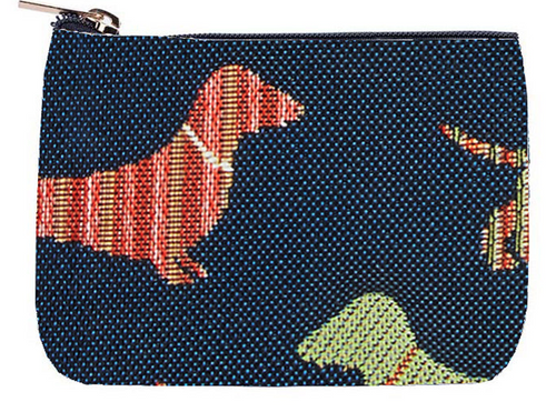 Tapestry Zip Coin Purse Dachhund Dogs FREE UK Postage