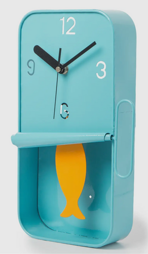 Light Blue Metal Sardine Can Pendulum Wall Clock