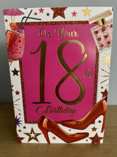 Load image into Gallery viewer, On your 18TH BIRTHDAY CARD AGE 18 GIRL CARD with Rose Gold Glitter Finish
