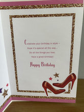 Load image into Gallery viewer, On your 18TH BIRTHDAY CARD AGE 18 GIRL CARD with Rose Gold Glitter Finish