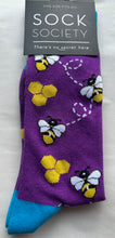 Load image into Gallery viewer, Bees Bee Toe Socks SOCK SOCIETY Purple Ankle Socks Adult One Size Fit All FREE UK Postage