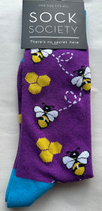 Bees Bee Toe Socks SOCK SOCIETY Purple Ankle Socks Adult One Size Fit All FREE UK Postage