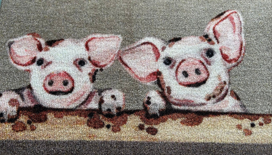 Pig Farm Piglet Washable & Hard-Wearing Nylon Indoor Mat 75cm x 50cm