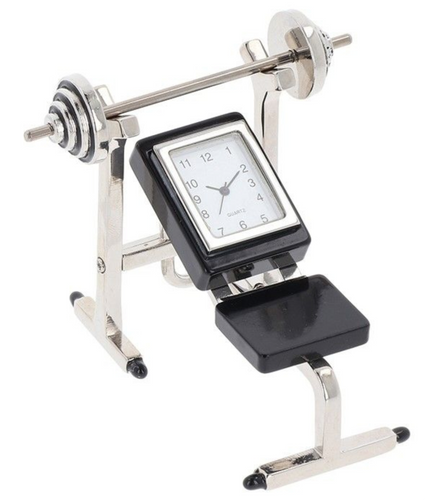 Techno Gym Clock Compact mini Gym Weightlifting Bench Clock Gift