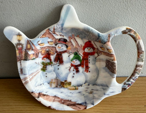 Snowman Family Christmas Tea bag Tidy Gift collectable Kitchen Dining Decor FREE UK Postage