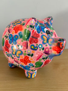 POMME PIDOU Pixie Pig Decoupage Butterflies Money Box Piggy Bank 18cm FREE UK Postage