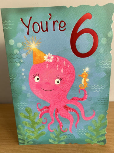 HAPPY 6th BIRTHDAY CARD You're 6 Card & Envelope FREE UK Postage