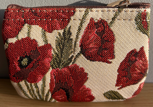 Tapestry Zip Coin Purse Poppy Floral FREE UK Postage