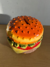 Load image into Gallery viewer, Ceramic Burger Hamburger Beefburger Money Box Piggy Bank