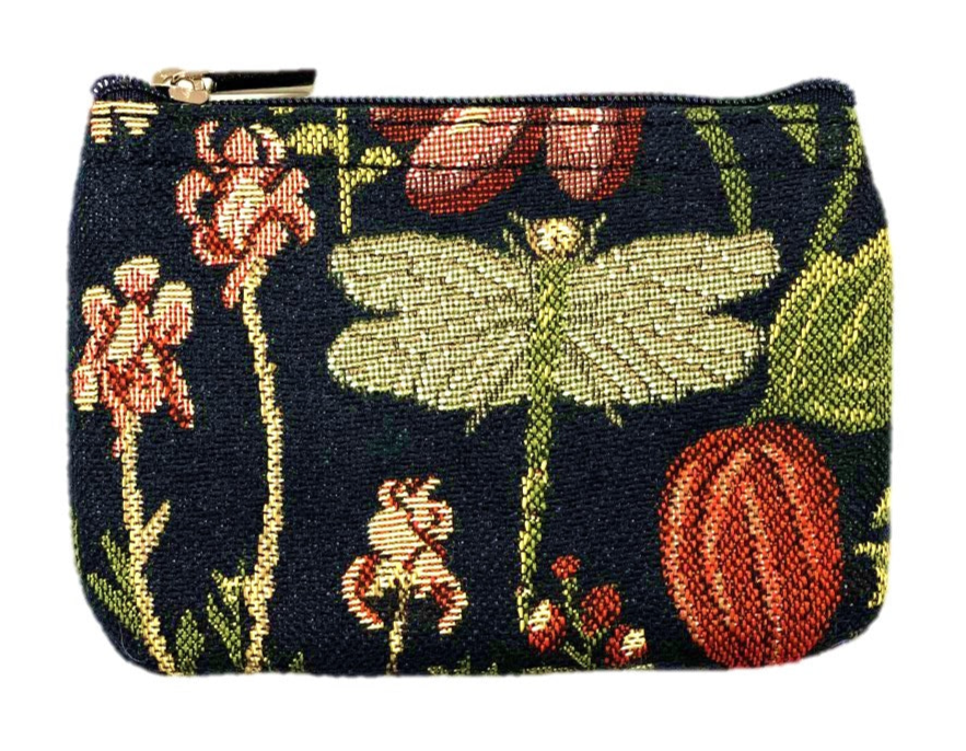 Tapestry Zip Coin Purse Morning Garden Black FREE UK Postage