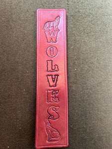 Leather Bookmark Wolves Veg Tan Cowhide Handmade Free UK Postage