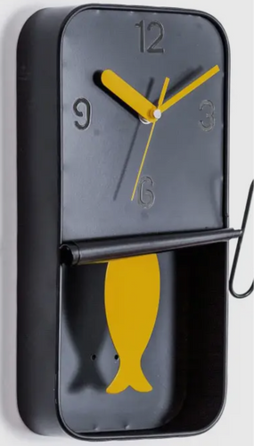 Black Metal Sardine Can Pendulum Wall Clock