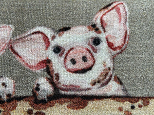 Pig Farm Piglet Washable & Hard-Wearing Nylon Indoor Mat 75cm x 50cm