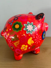 Load image into Gallery viewer, POMME PIDOU Pixie Pig Decoupage Floral Bird Money Box Piggy Bank 18cm FREE UK Postage