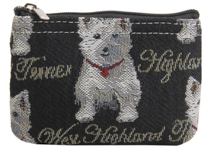 Tapestry Zip Coin Purse Westie Dog FREE UK Postage