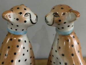 Ceramic Pair of Sitting Leopard Figures