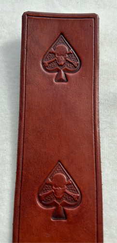 Leather Bookmark Skull of Spades Skull Handmade Cowhide Free UK Postage