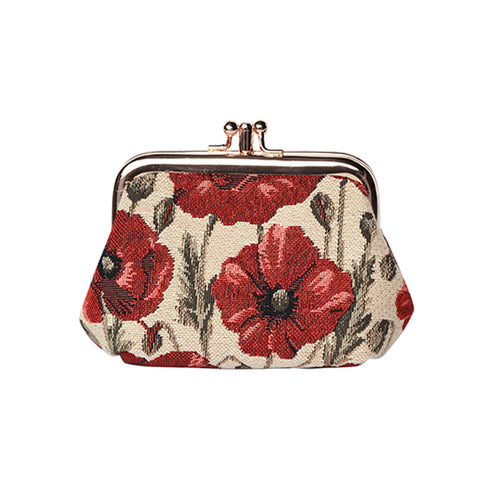 Poppy Floral Tapestry Metal Clasp Purse  FREE UK Postage