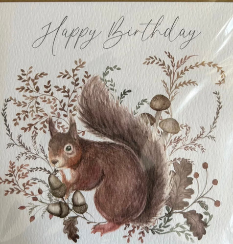 Happy Birthday Squirrel greetings card with Envelope FREE UK Postage