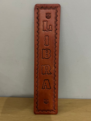 Leather Bookmark Libra Star sign astrology Handmade Free UK Postage