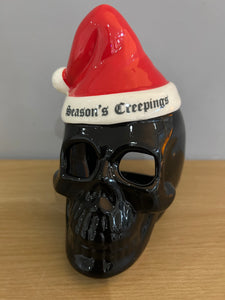 Skull Tealight Holder Seasons Creepings Black Red boxed