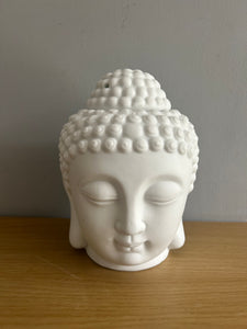 Buddha Head White Oil Burner Wax melt ceramic Burner FREE UK postage