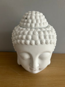 Buddha Head White Oil Burner Wax melt ceramic Burner FREE UK postage