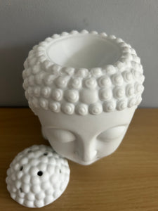 Buddha Head White Oil Burner Wax melt ceramic Burner FREE UK postage