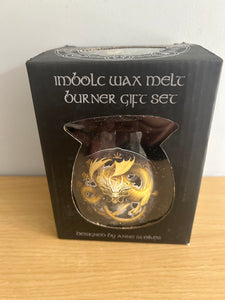 Imbolic Dragon Wax Melt Burner Gift Set boxed with Soy Vegan wax snap disc