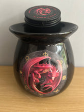 Load image into Gallery viewer, Lammas Dragon Wax Melt Burner Gift Set boxed with Soy Vegan wax snap disc