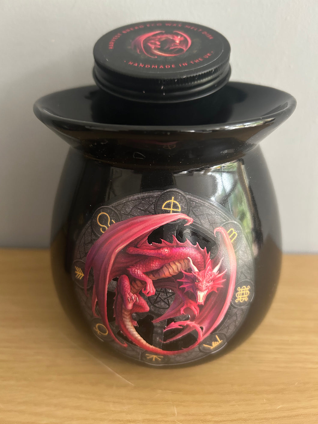 Lammas Dragon Wax Melt Burner Gift Set boxed with Soy Vegan wax snap disc