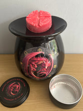 Load image into Gallery viewer, Lammas Dragon Wax Melt Burner Gift Set boxed with Soy Vegan wax snap disc