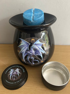 Yule Dragon Wax Melt Burner Gift Set boxed with Soy Vegan wax snap disc