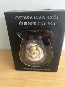 Ostara Dragon Wax Melt Burner Gift Set boxed with Soy Vegan wax snap disc