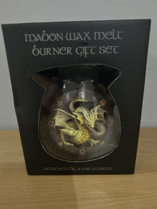 Mabon Dragon Wax Melt Burner Gift Set boxed with Soy Vegan wax snap disc