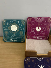 Load image into Gallery viewer, Witches Mystical Tarot card Coaster Set in Wooden Box  FREE UK Postage