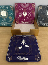 Load image into Gallery viewer, Witches Mystical Tarot card Coaster Set in Wooden Box  FREE UK Postage