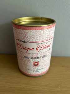 Dragon Blood Backflow Incense Cones Tin of 24 Fragrant Cones by Goloka