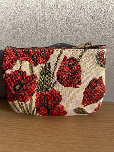 Tapestry Zip Coin Purse Poppy Floral FREE UK Postage