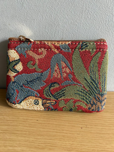 Tapestry Zip Coin Purse Strawberry Thief Red FREE UK Postage