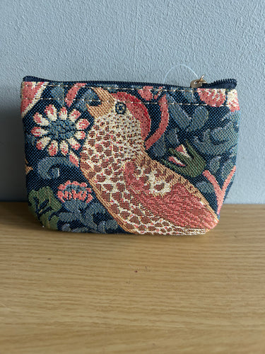 Tapestry Zip Coin Purse Strawberry Thief Blue FREE UK Postage