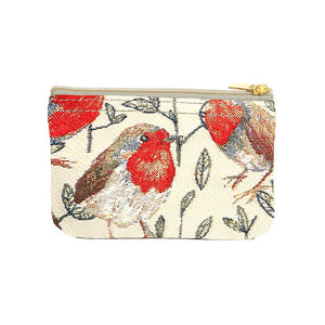 Tapestry Zip Coin Purse Robin Birds FREE UK Postage