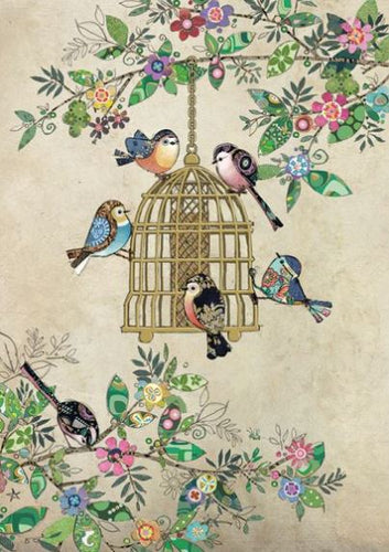 Bird Feeder Bug Art Birthday Card Greeting Card & envelope FREE UK Postage