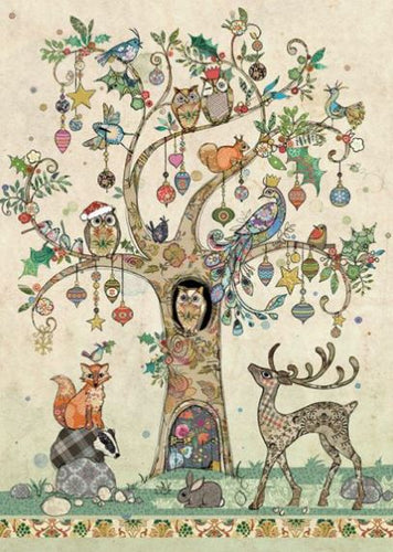Festive Tree Bug Art Christmas Card Greeting Card & envelope FREE UK Postage