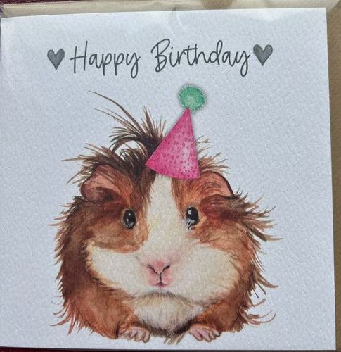 Happy Birthday Guinea Pig Greetings Blank Card with Envelope