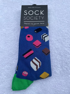 Liquorice Allsorts Toe Socks SOCK SOCIETY Dark Blue Ankle Socks Adult One Size Fit All FREE UK Postage