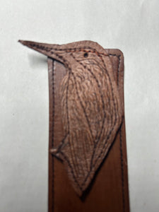 Leather Bookmark kingfisher Bird Handmade Free UK Postage