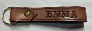 Leather Keyring Keyfob Emma Personalised keychain Free UK Postage