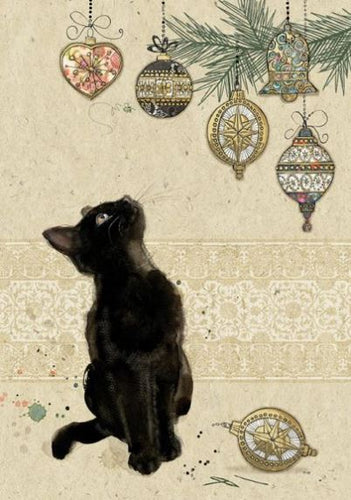 Kitten Decorations Bug Art Christmas Card Greeting Card & Envelope FREE UK Postage